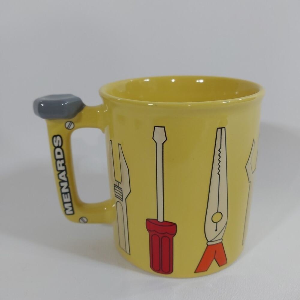MENARDS Yellow Coffee Mug Cup W/ Raised 3D Tools Pliers Wrench‎ Screwdriver 2024